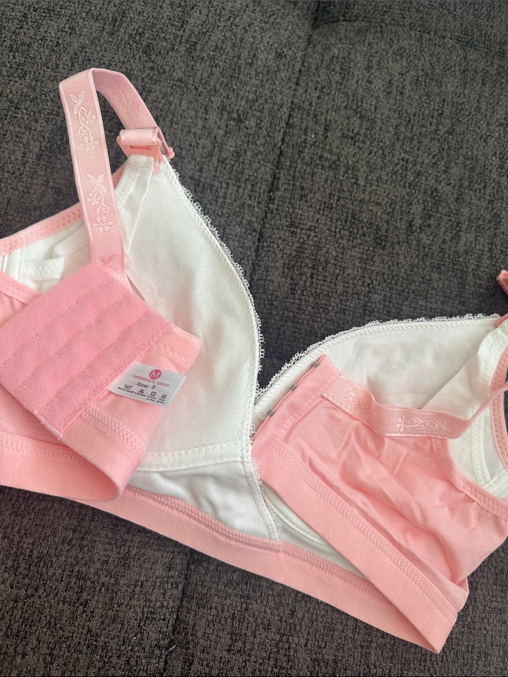 NWT Size Small Momma’s Shop Soft Lace Trim Pink Nursing Bra - Picture 8 of 10